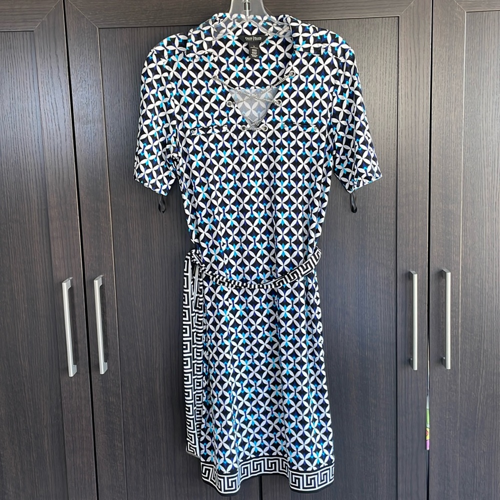 White House Black Market Short sleeve, a-line boho, knee length dress. Size S
